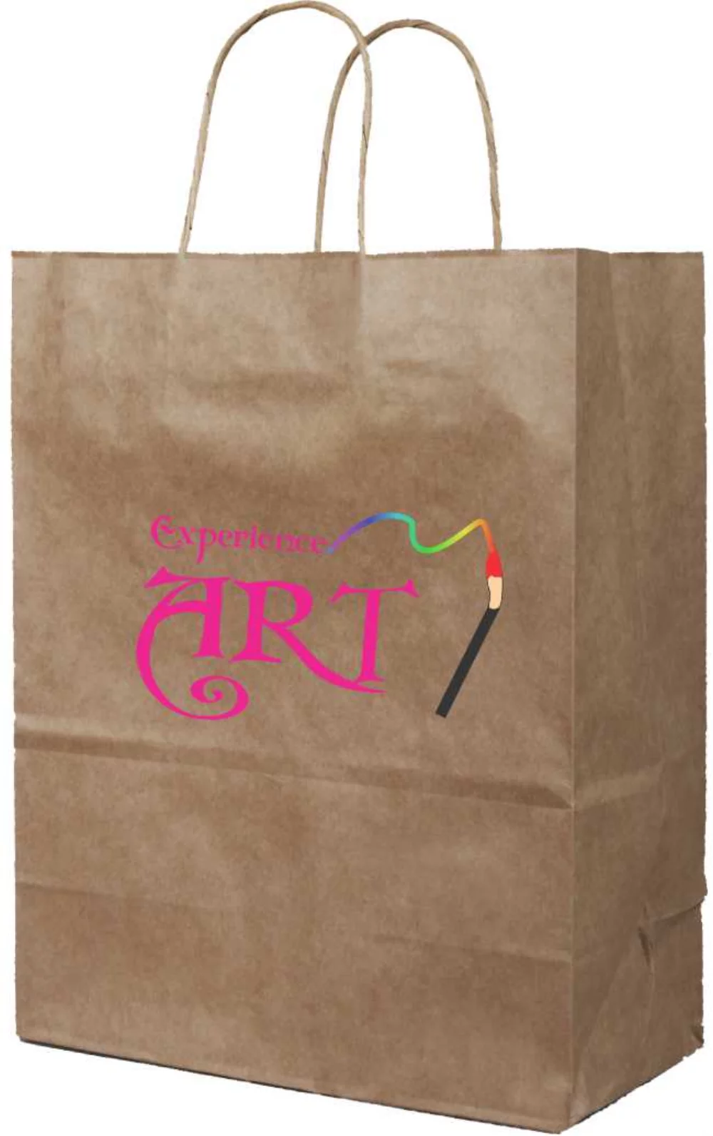 Recycled Natural Kraft Paper Shopping Bag - Digital Print (8"X4.5"X10.75")