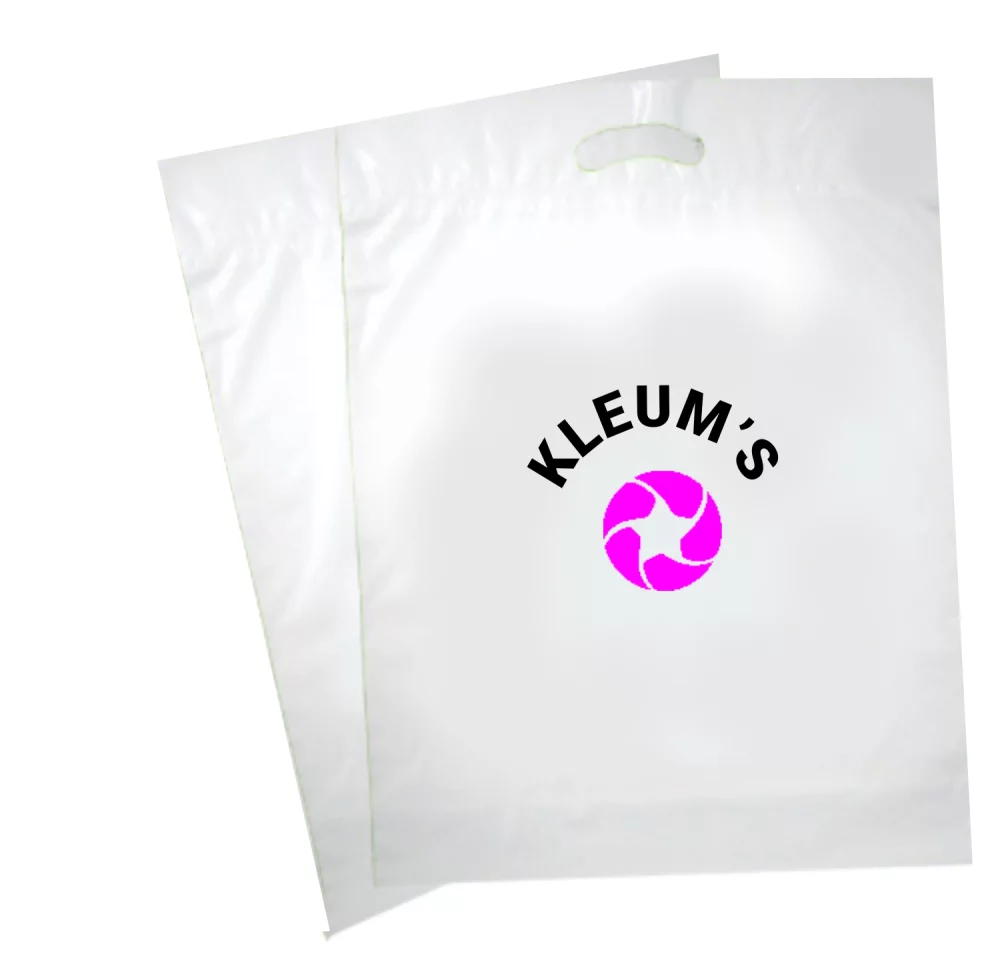 1.35 Mil Recycled White Fold Over Die Cut Bag 2C2S (16"x18"x4")