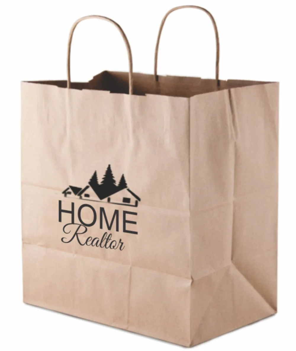Sacs de magasinage en papier kraft naturel recyclé 1C1S (13"x6"x15")