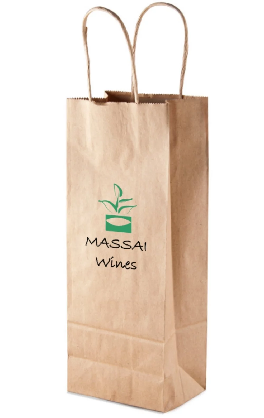 Recycled Natural Kraft Wine Paper Shopping Bag 2C1S (5.9"x3.2"x13")