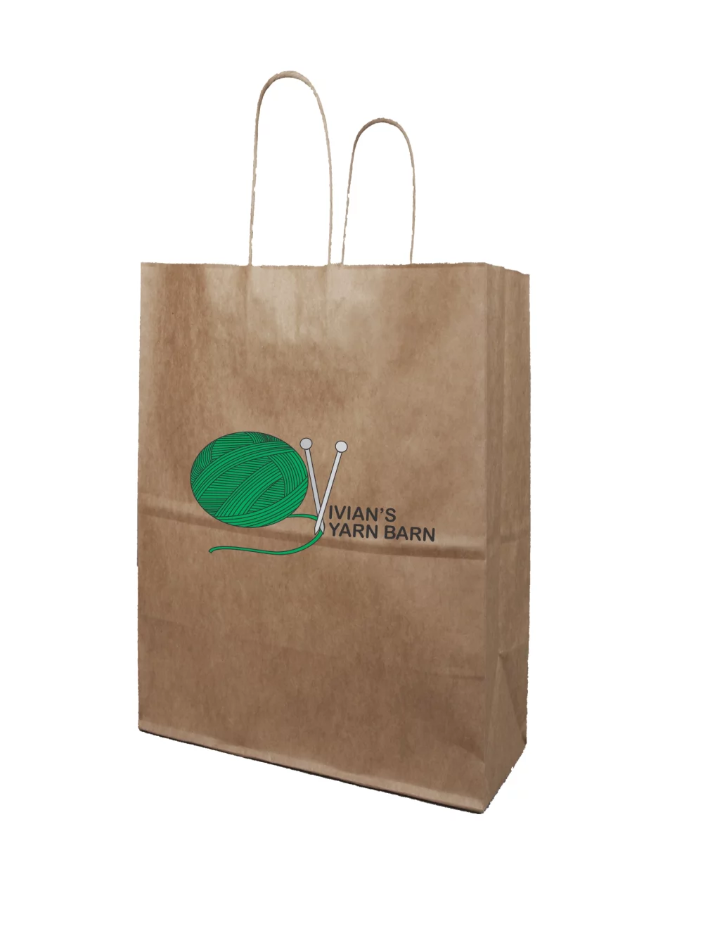 Sac de magasinage en papier kraft naturel recyclé avec impression numérique (13"x7"x17")