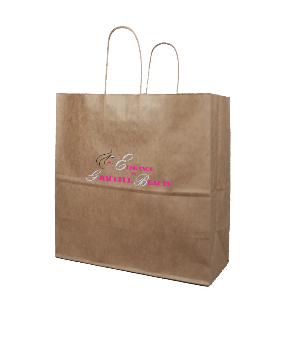 Recycled Natural Kraft Paper Shopping Bag w/Digital Print (14"x10"x15.5")