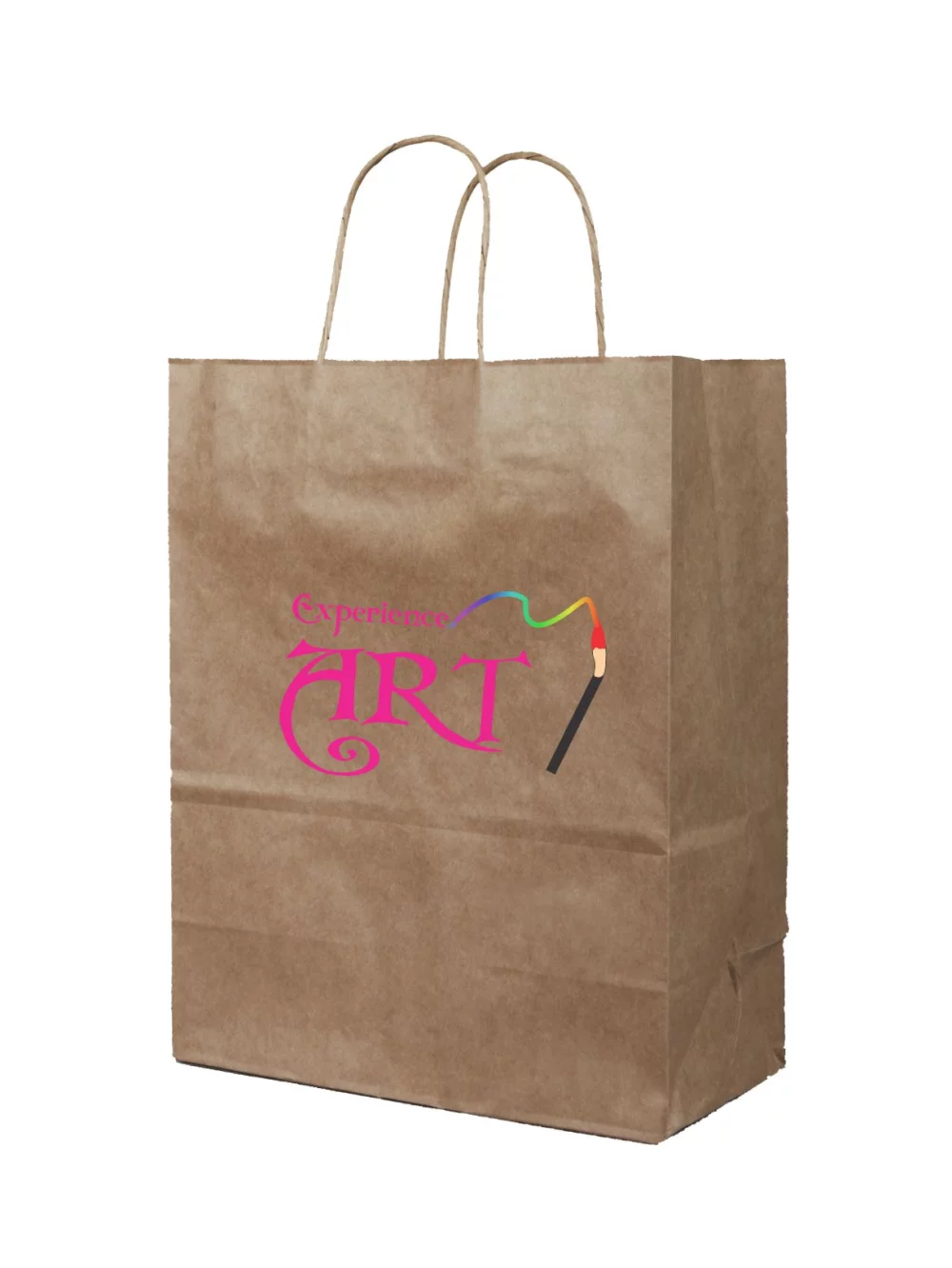 Recycled Natural Kraft Paper Shopping Bag w/Digital Print (18"x7"x19")