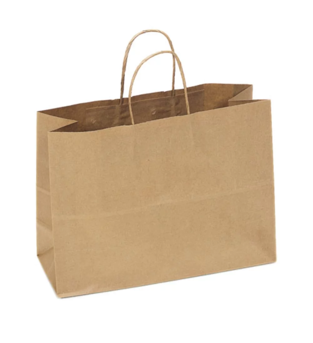 Recycled Natural Kraft Paper Shopping Bag 1C1S (16"x6"x12.5")
