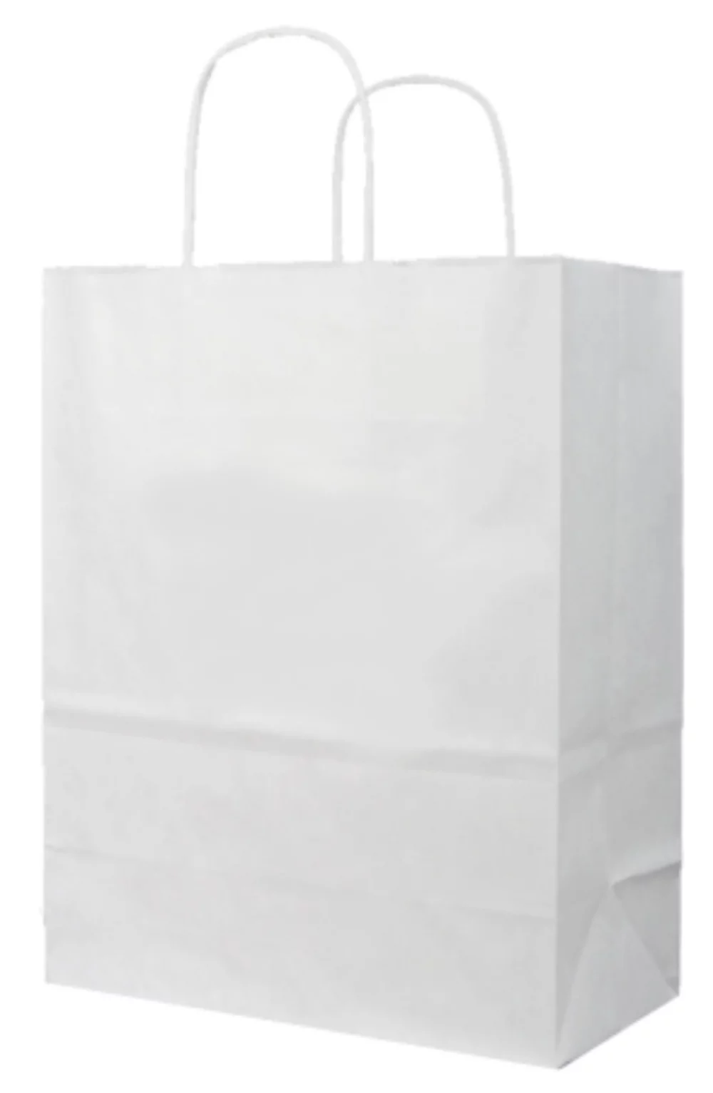 Recycled White Kraft Paper Shopping Bag 1C1S (16"x6"x19")