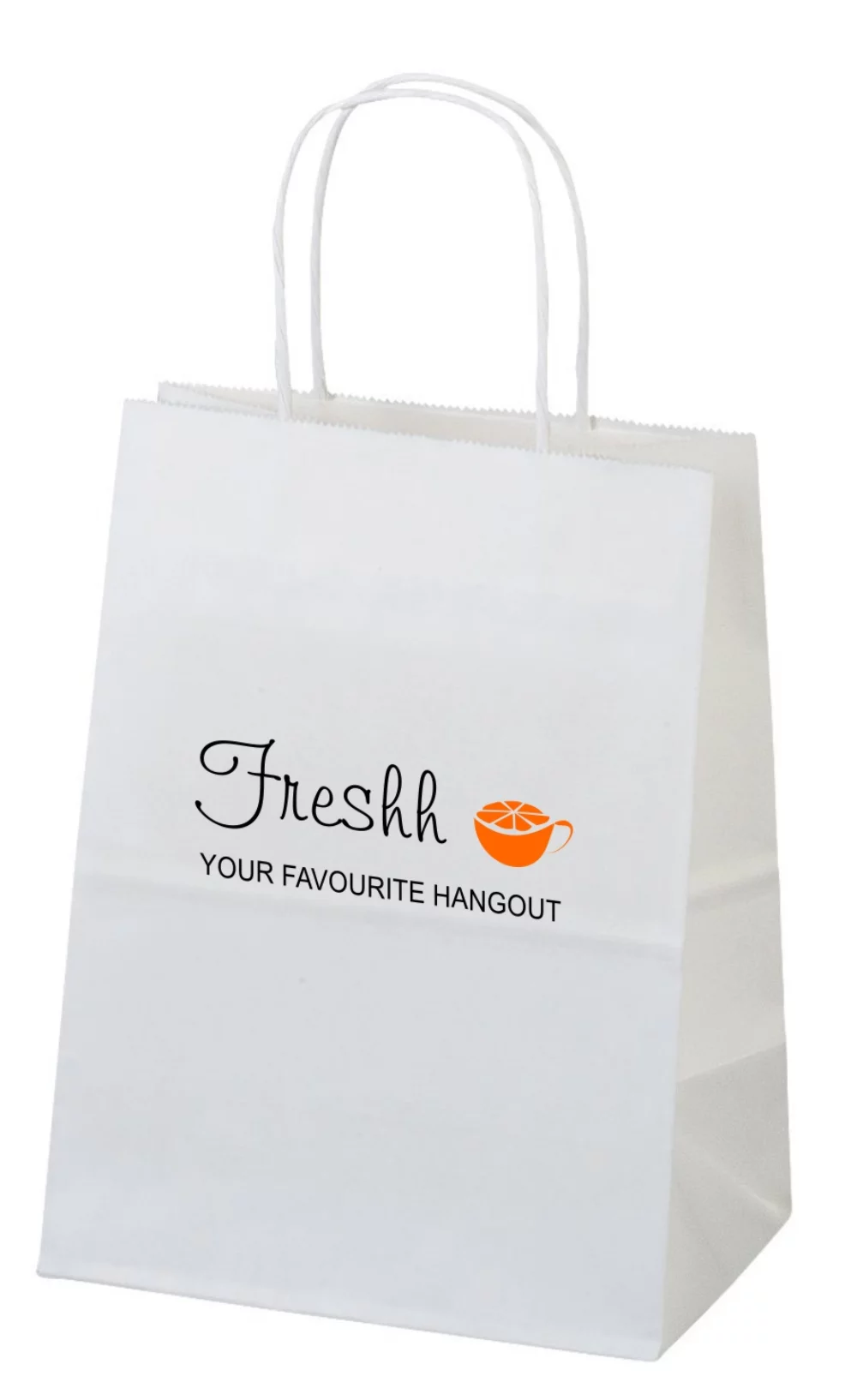 Recycled White Kraft Paper Shopping Bag 2C1S (5.5"x3.5"x8")