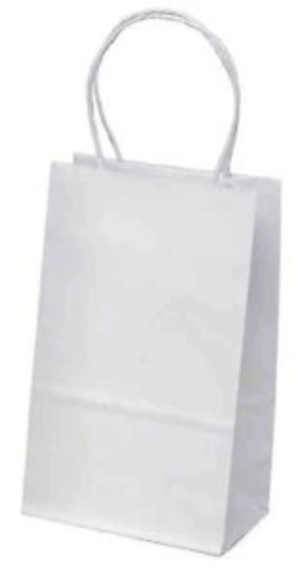 Recycled White Kraft Paper Shopping Bag 2C1S (5.5"x3.5"x8")