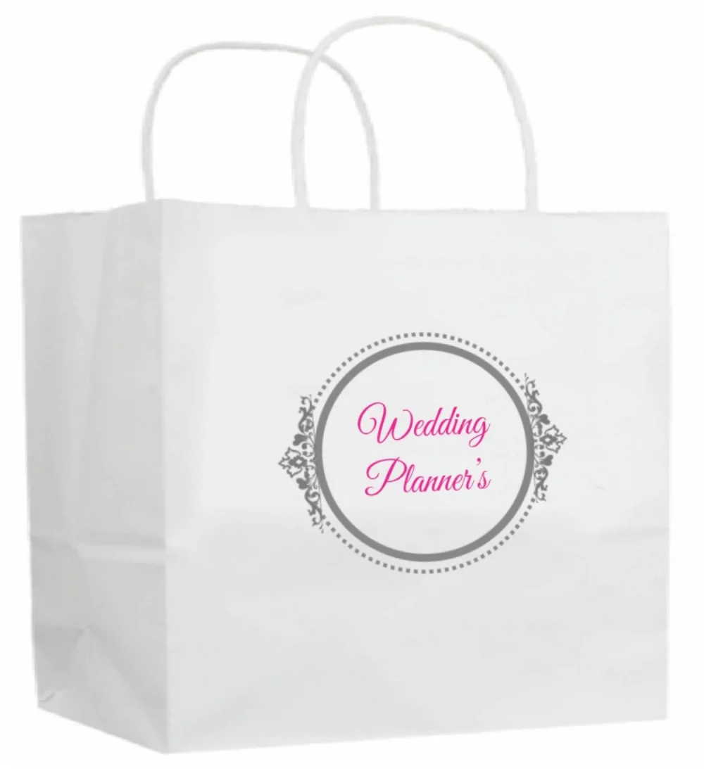 White Kraft Paper Shopping Bags 2C1S (13"x7"x13")