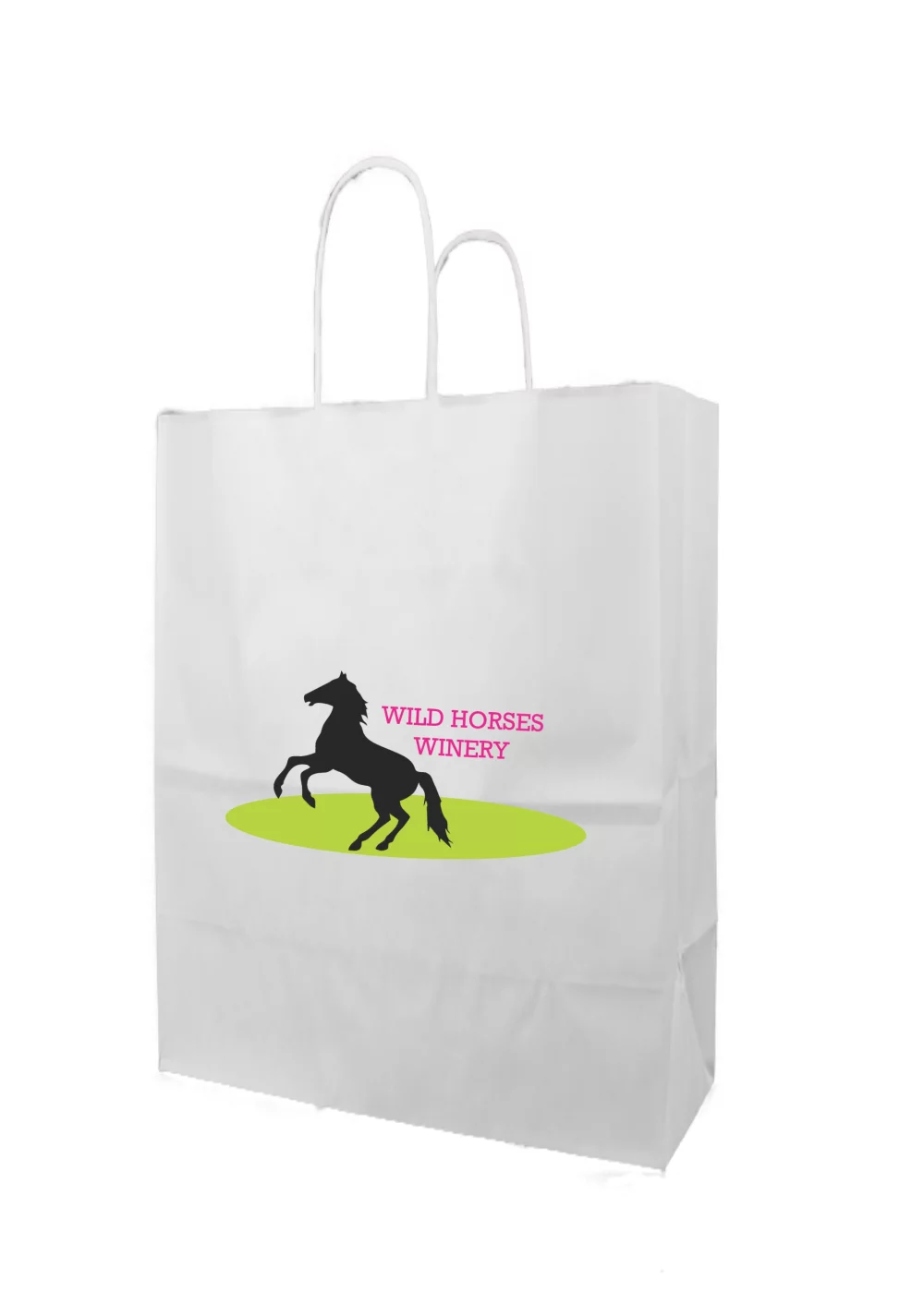 White Kraft Paper Shopping Bag w/Digital Print (13"x7"x17")