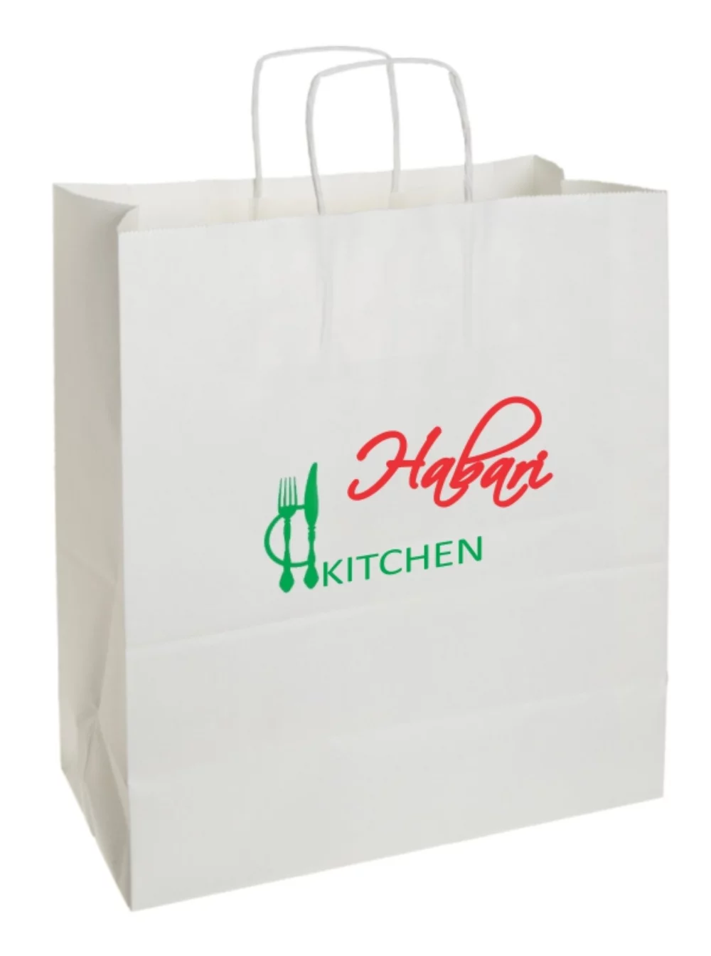 White Kraft Paper Shopping Bags 2C1S (14"x10"x15.5")