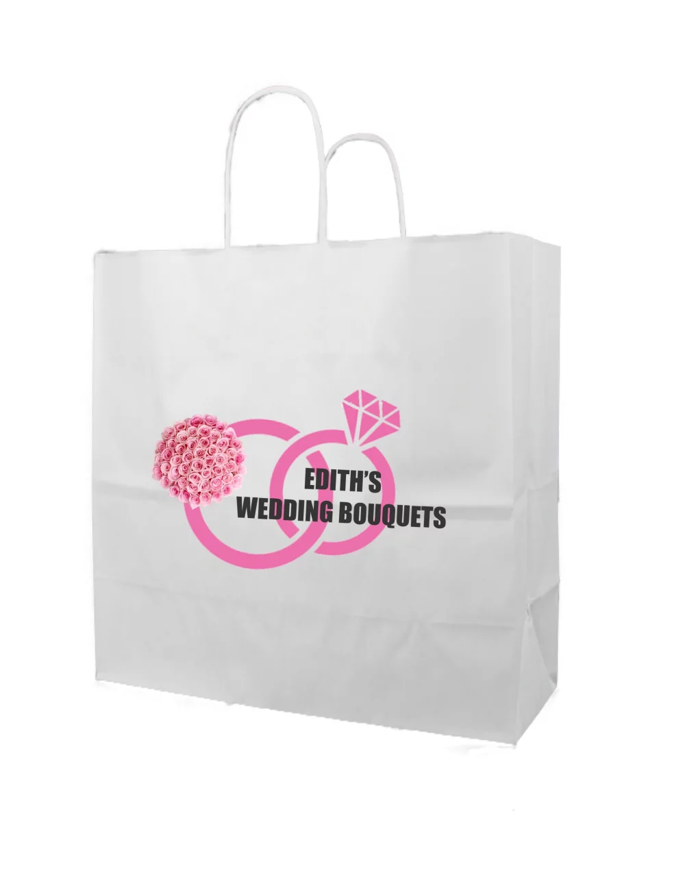 White Kraft Paper Shopping Bag w/Digital Print (14"x10"x15.5")