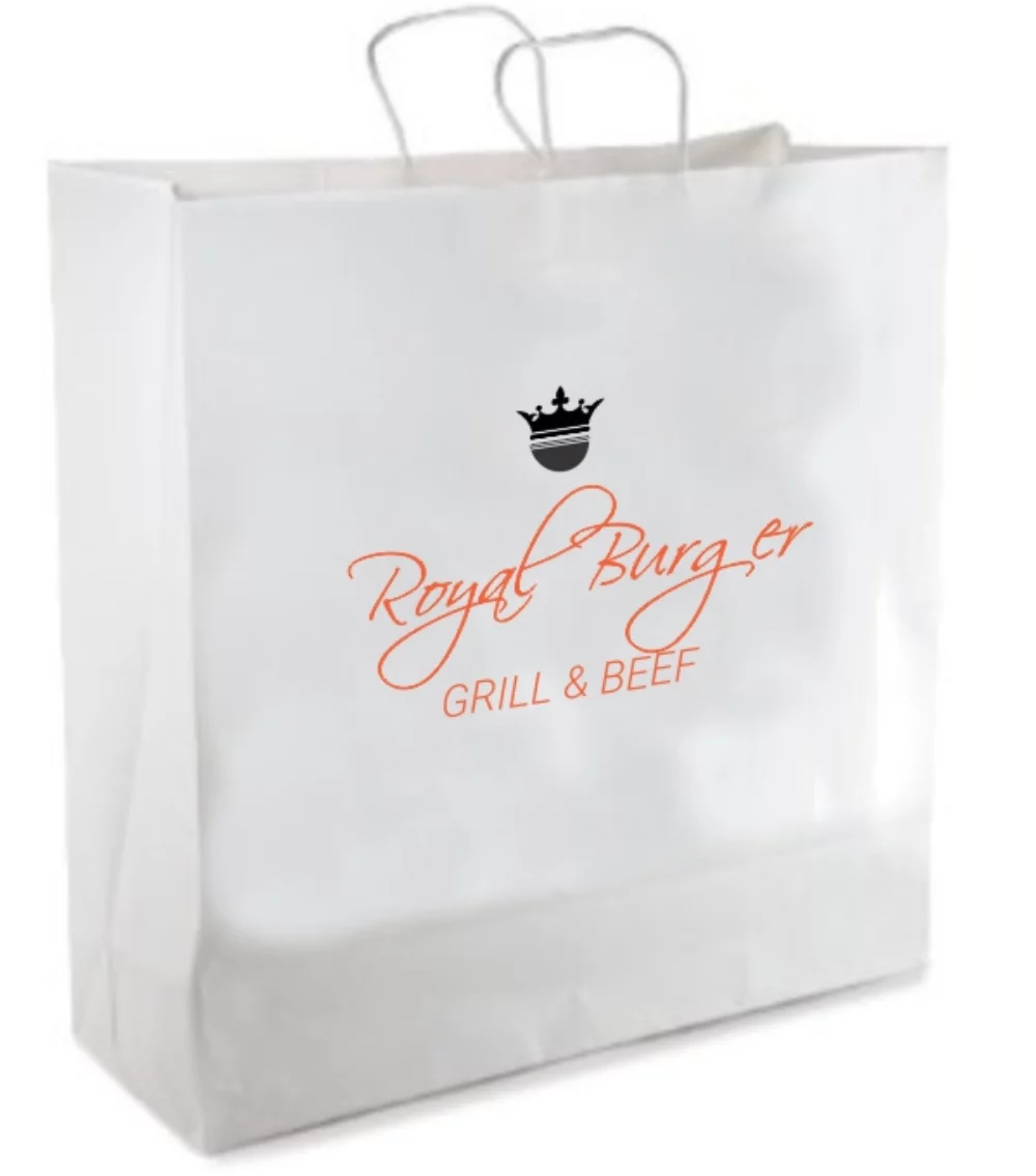White Kraft Paper Shopping Bags 2C1S (18"x7"x19")