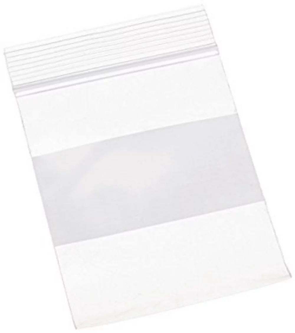 Clear Zip Lock Re closable Bags w/ White Block 2C1S (9"x12")