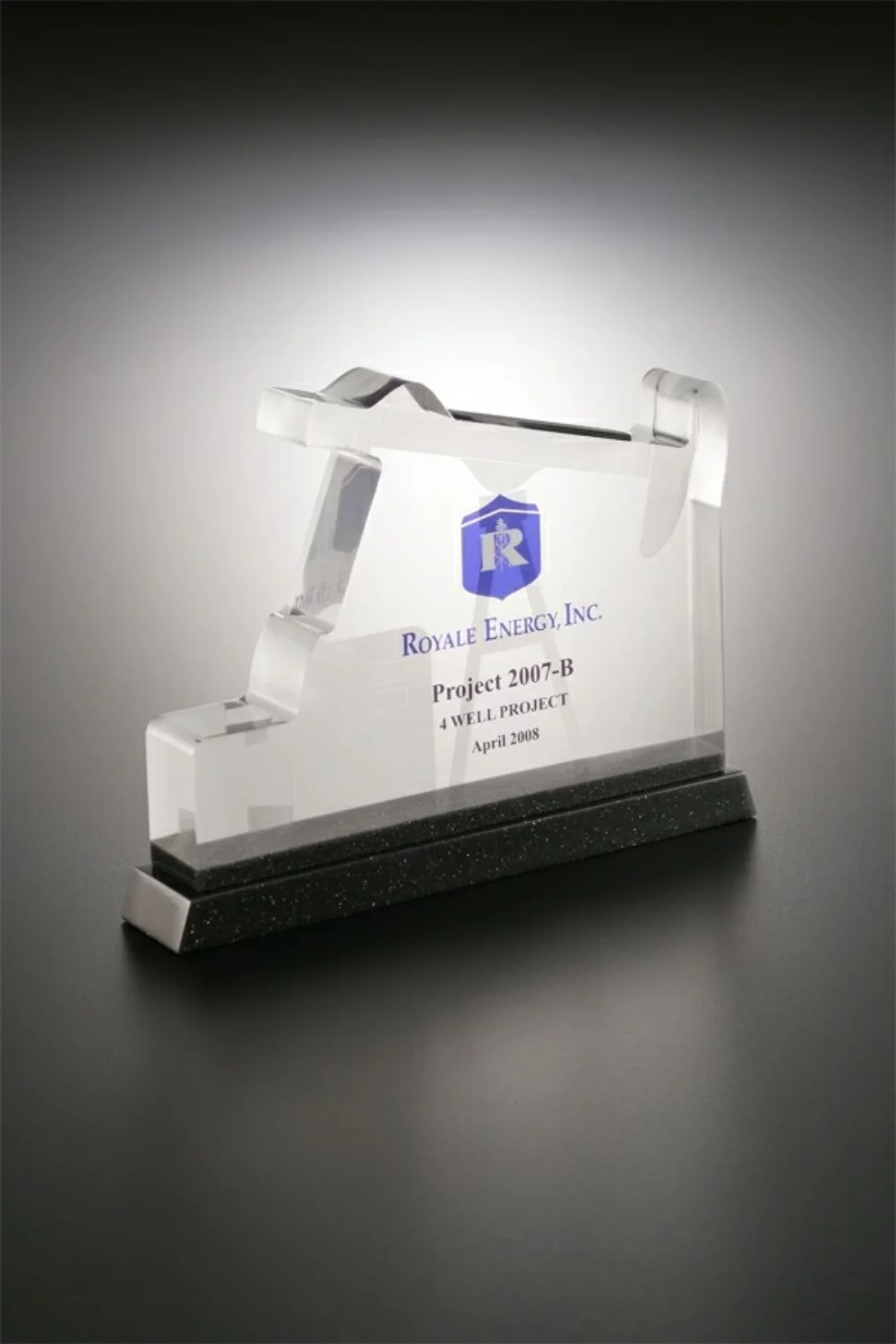 Lucite Oil Derrick Shaped Embedment Award w/ Base