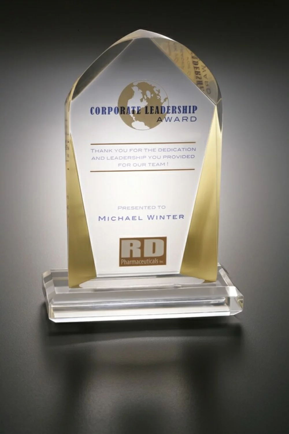 Lucite Beveled Embedment Award w/ Base