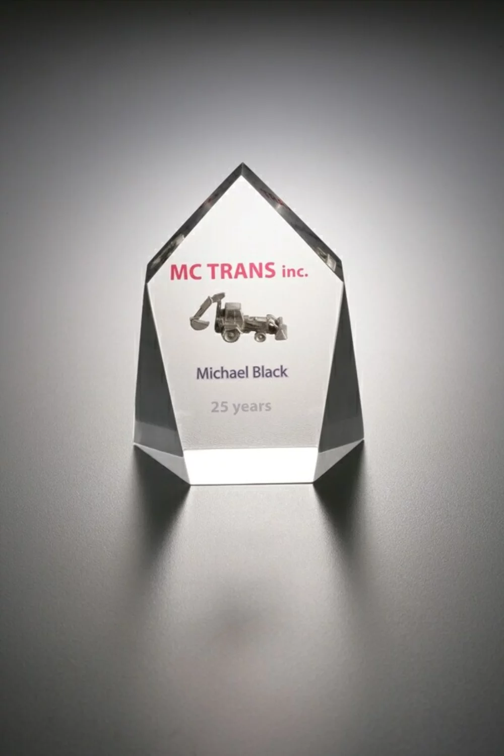 Lucite Beveled Obelisk Embedment Award