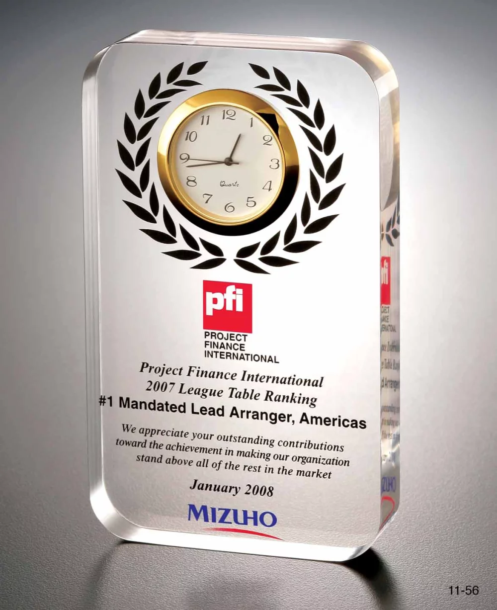 Prix de l'horloge en forme de rectangle en lucite