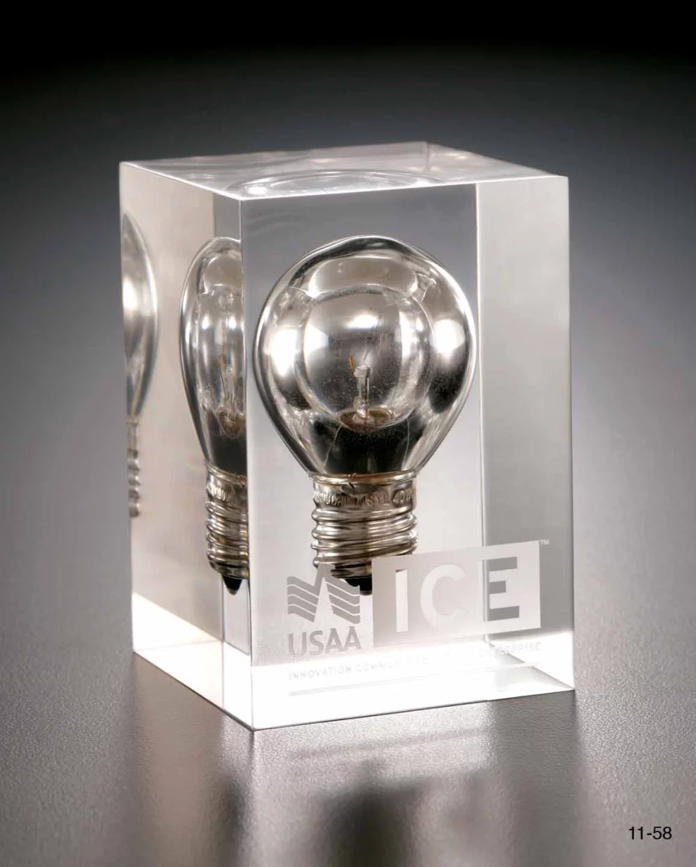 Inclusion d'ampoule en lucite