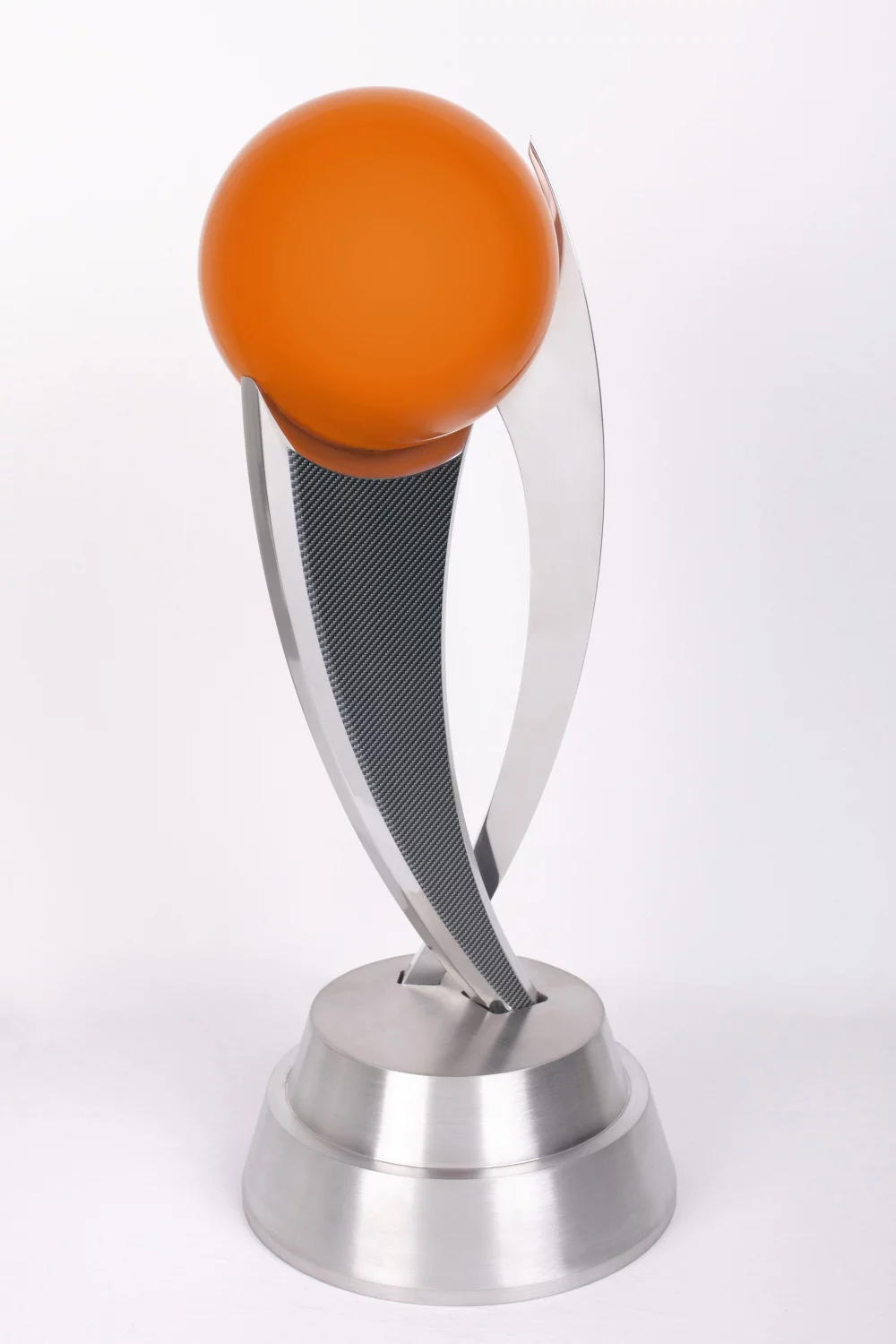 Orange Sphere Aluminum Award with Carbon Fiber Print