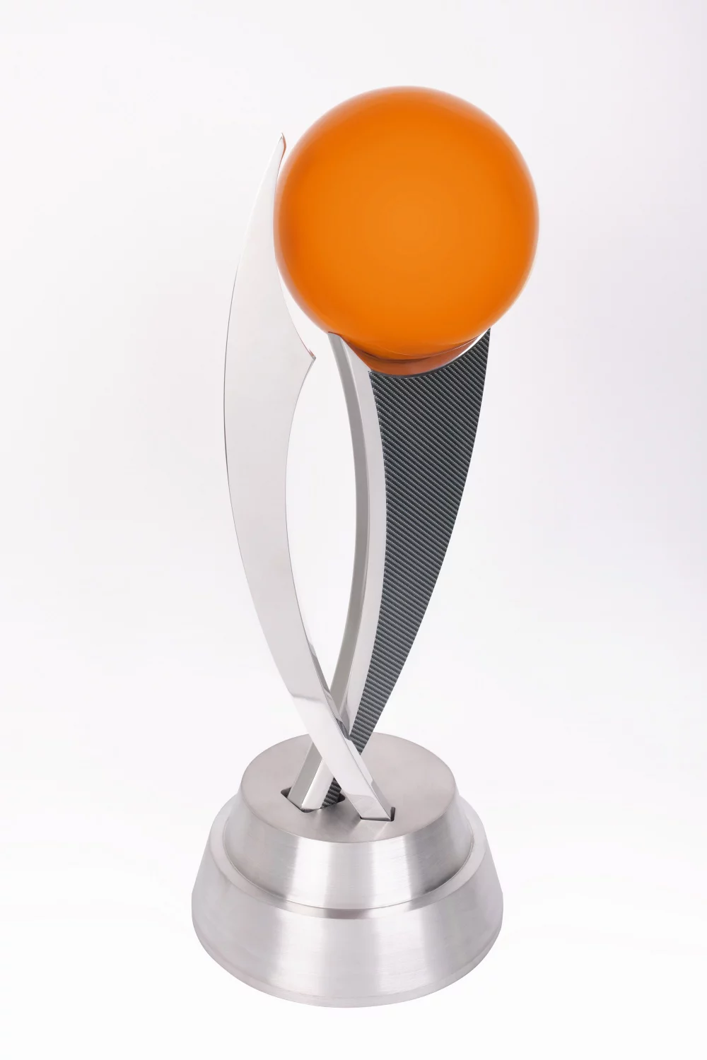 Orange Sphere Aluminum Award with Carbon Fiber Print