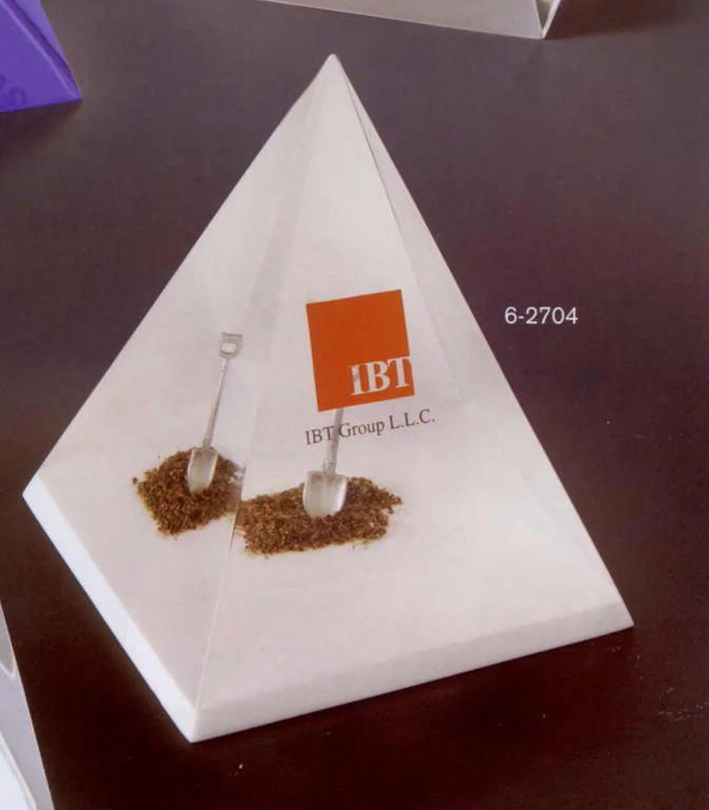 4"x4-1/2"x4" Acrylic 4-Sided Pyramid w/ Colored Bottom Award
