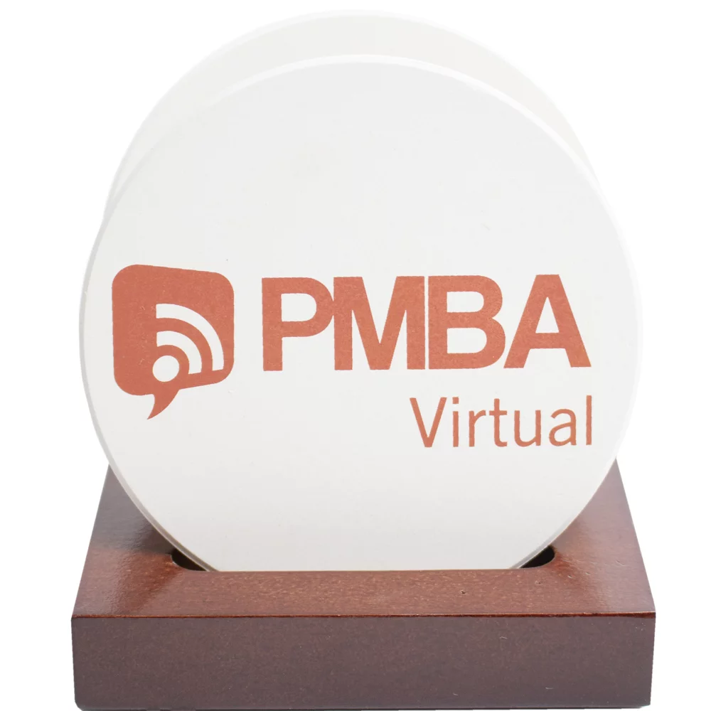 Round Ceramic Coaster: 2 Pc. Set with Stand