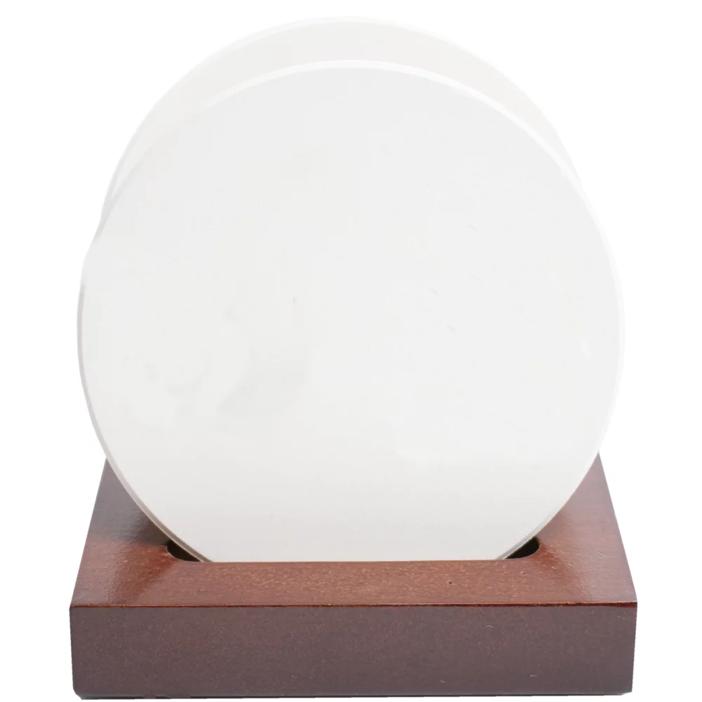 Round Ceramic Coaster: 2 Pc. Set with Stand