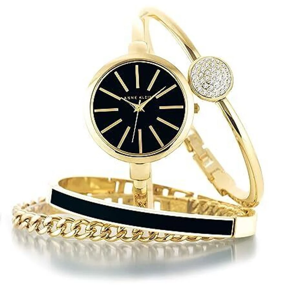 Ensemble montre bracelet jonc interchangeable en or pour femme Anne Klein