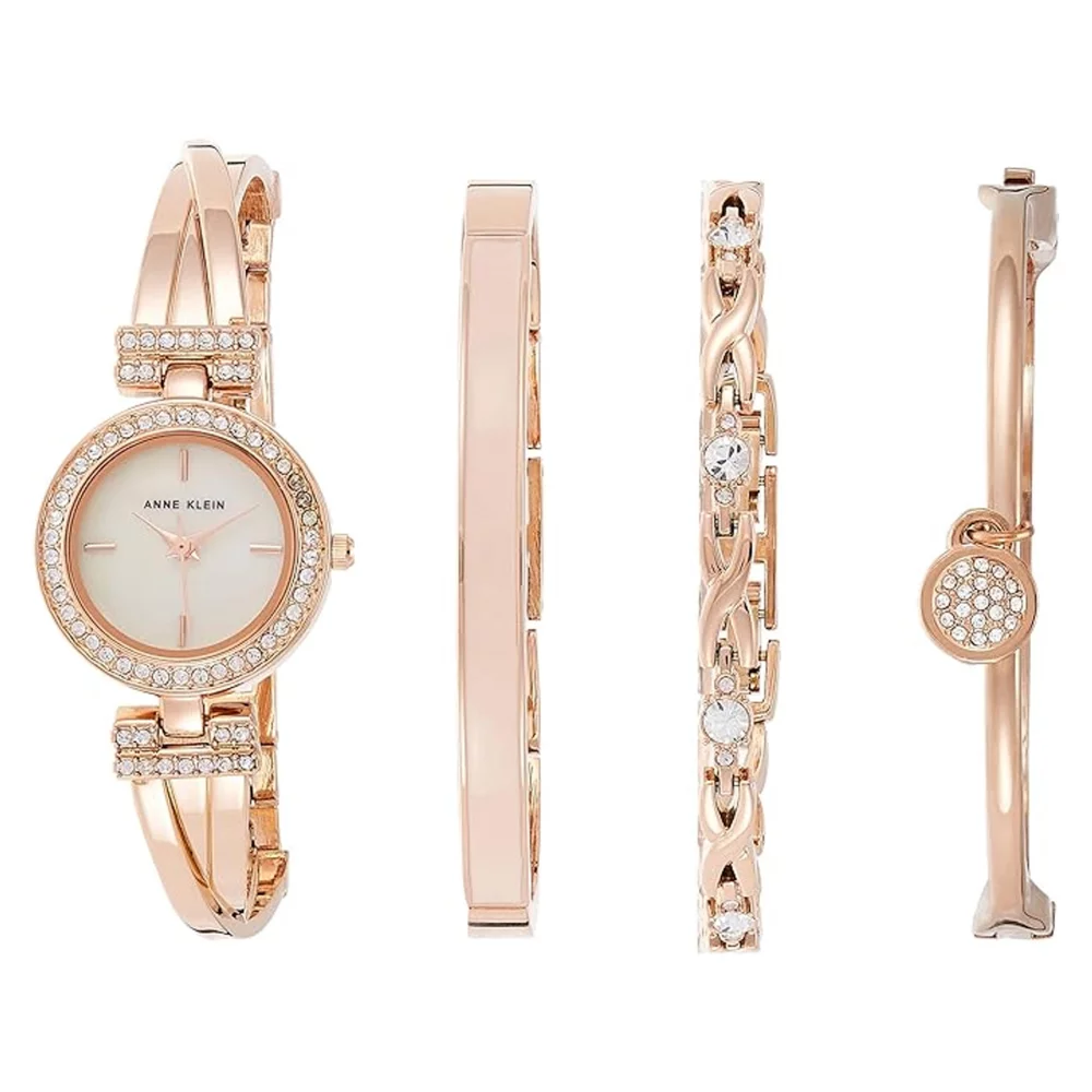 Ensemble montre-bracelet en or rose pour femmes Anne Klein