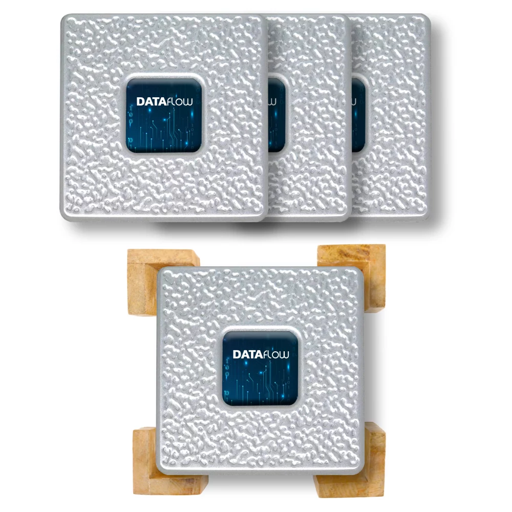 Platinum Coaster: 4 Pc. Square Set in Bamboo Stand