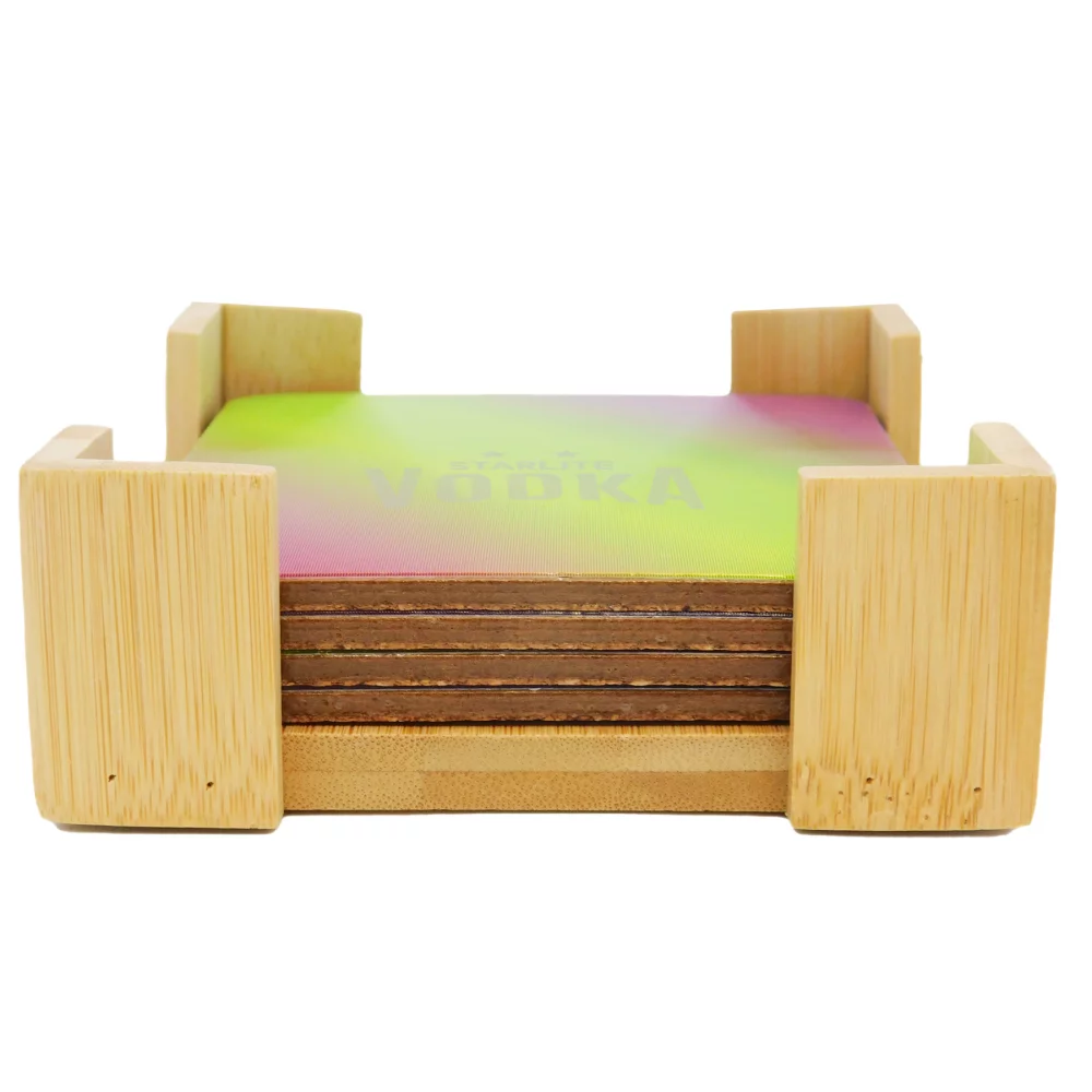 The Illusionist Lenticular Coaster: 4 Pc. Set in Bamboo Stand
