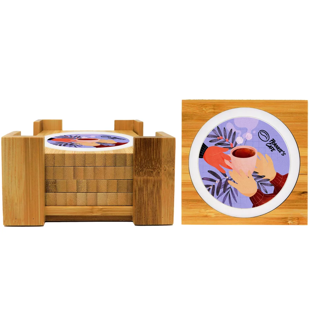 4 Pc. Spectrum Bamboo Coaster Set