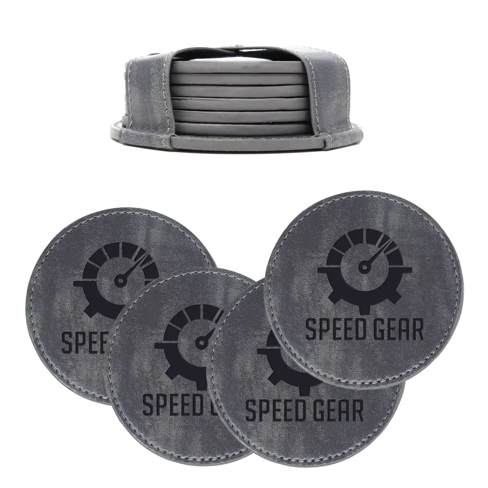 Sous-verres en simili cuir Greyson : Ensemble de 6 pièces avec support