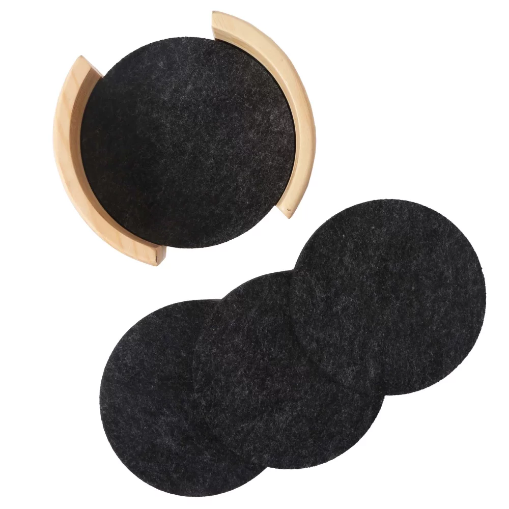 Wellington Felt Coaster : 10 Pc. Set In Wooden Stand