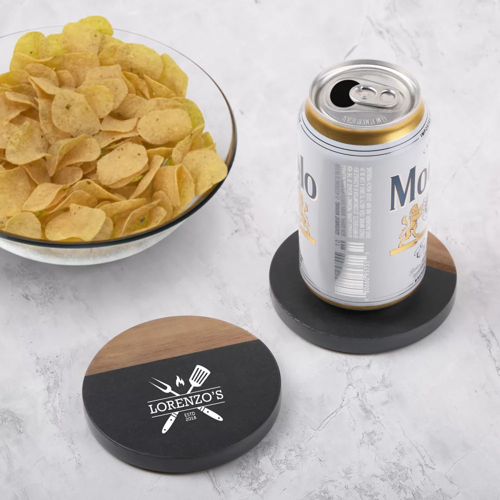 Nightfall 2 Pc. Slate & Acacia Wood Coaster Set