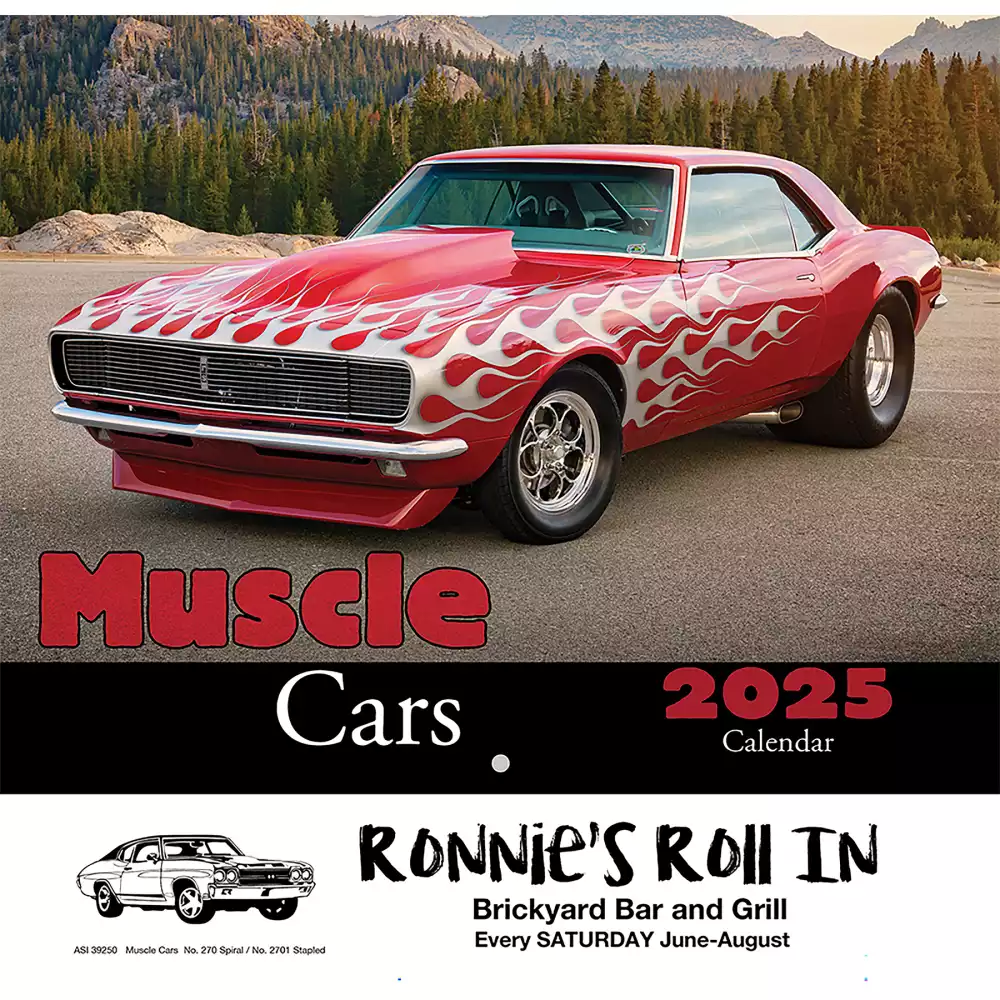 Calendrier mural Muscle Cars : Agrafé 2025
