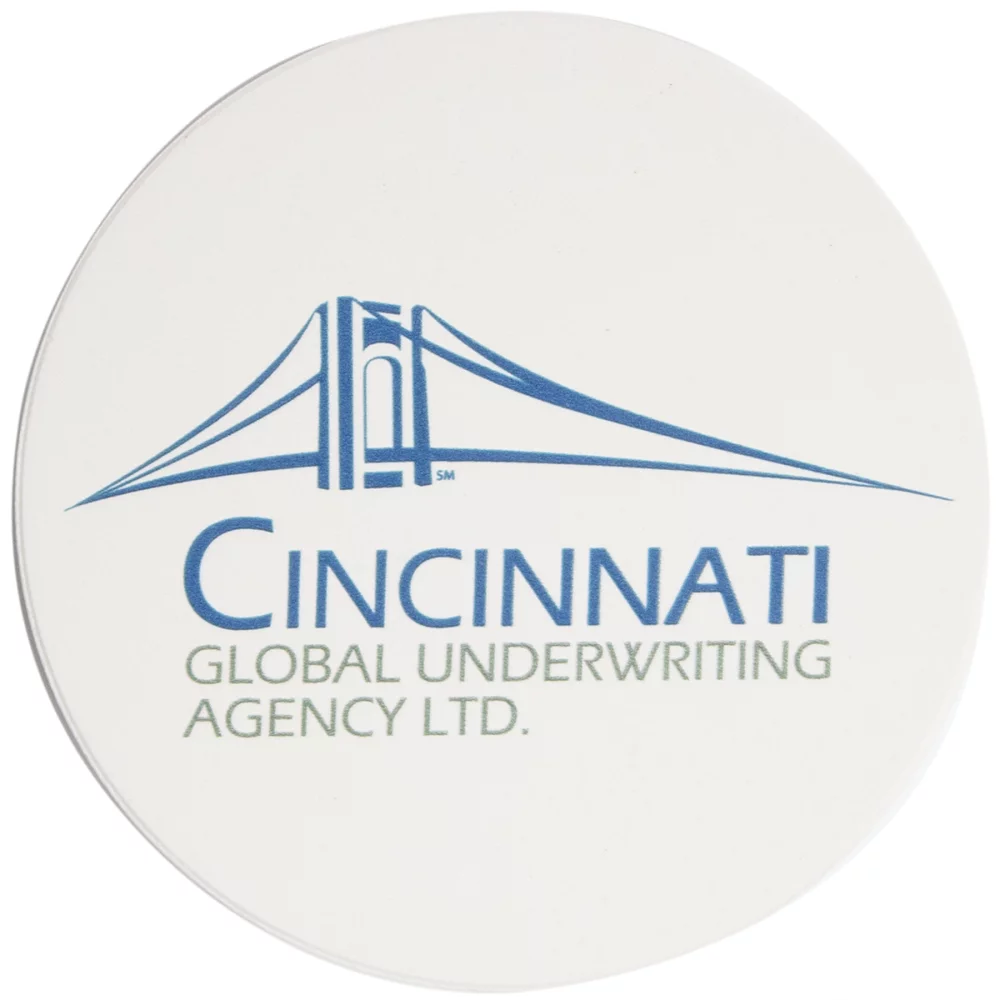 Round Ceramic Coaster: 4 Pc Set with Wood Stand