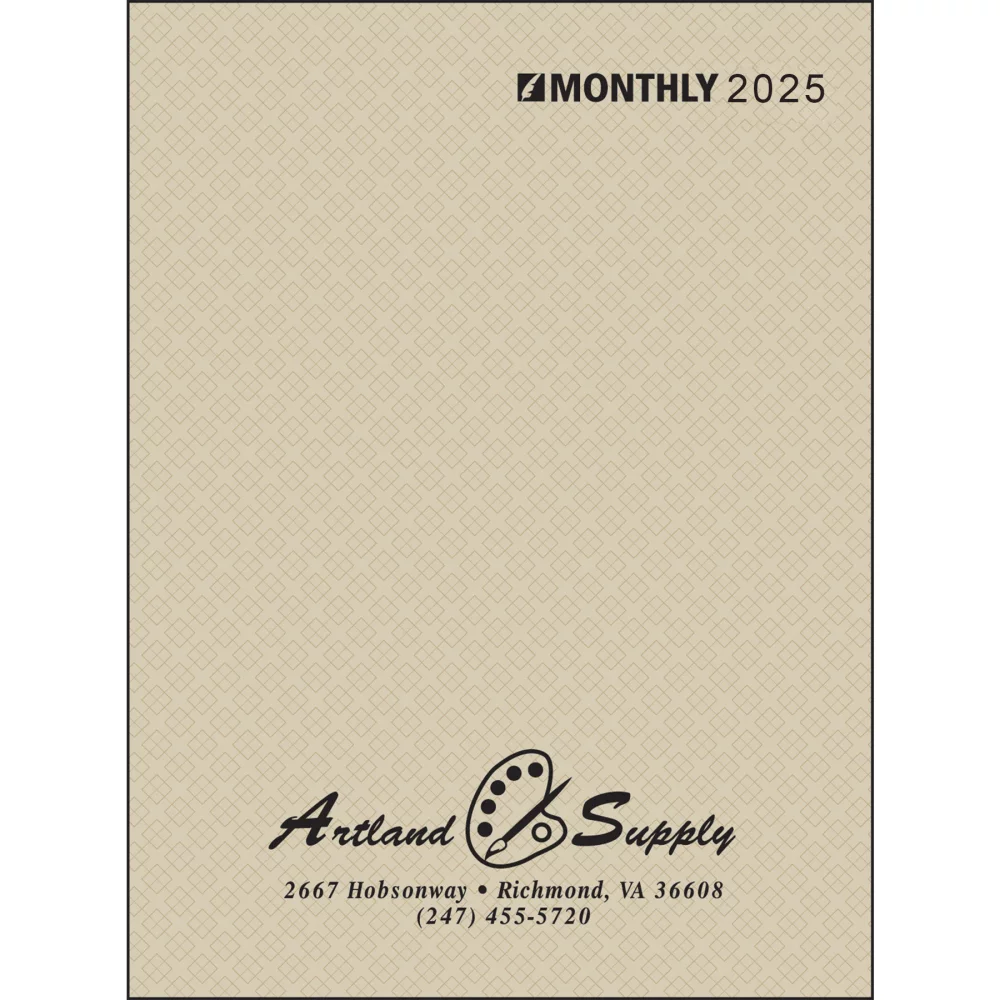 Agenda mensuel relié avec couverture en papier : 2025