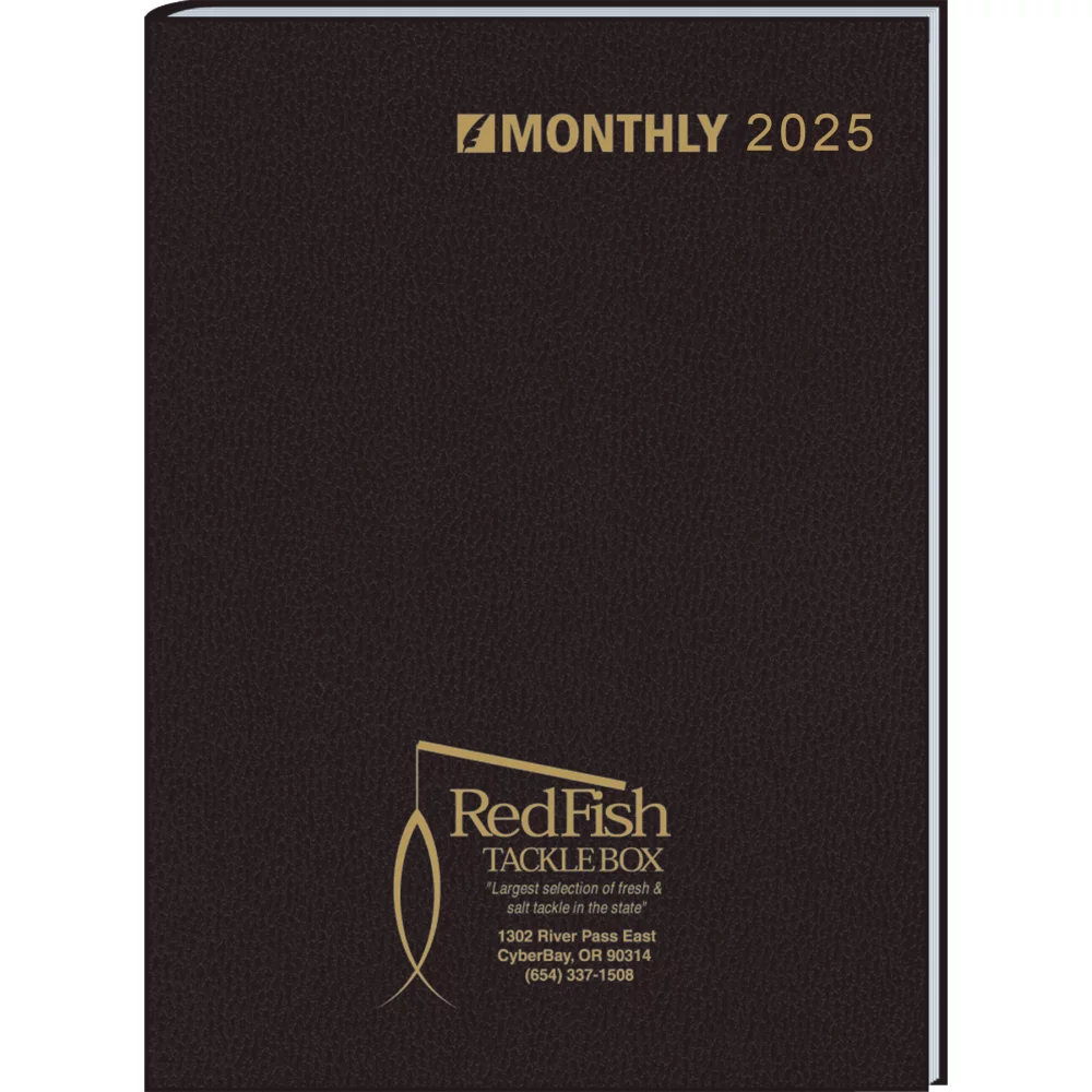 Ruled Monthly Format Stitched To Cover Desk Planner : 32 Page Planner 2025