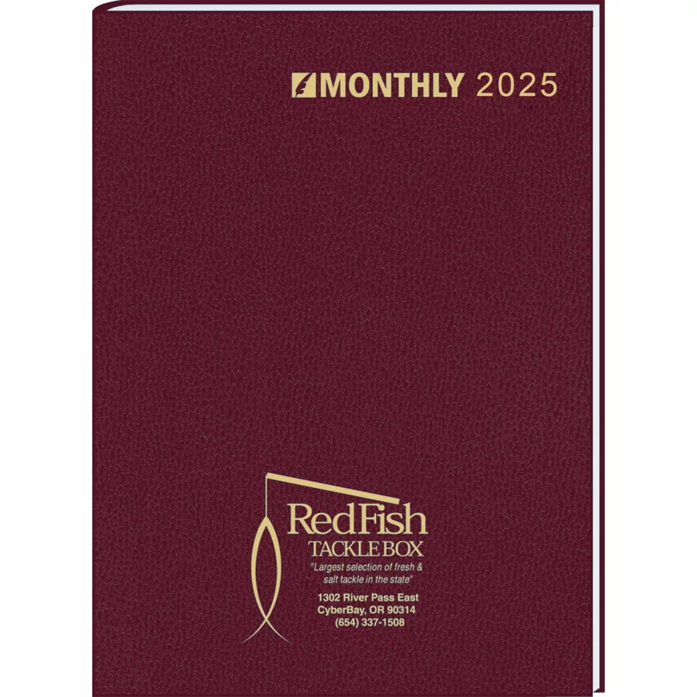 Agenda mensuel à reliure cousue pour couvrir le bureau : Agenda de 32 pages pour l'année 2025