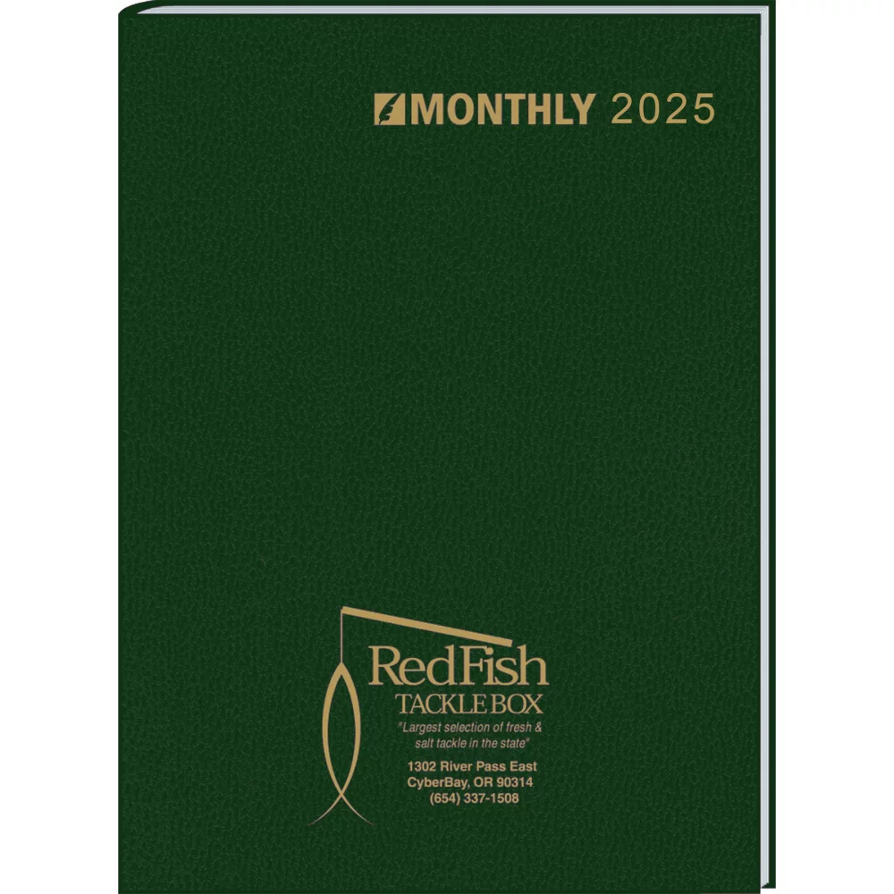 Ruled Monthly Format Stitched To Cover Desk Planner : 32 Page Planner 2025