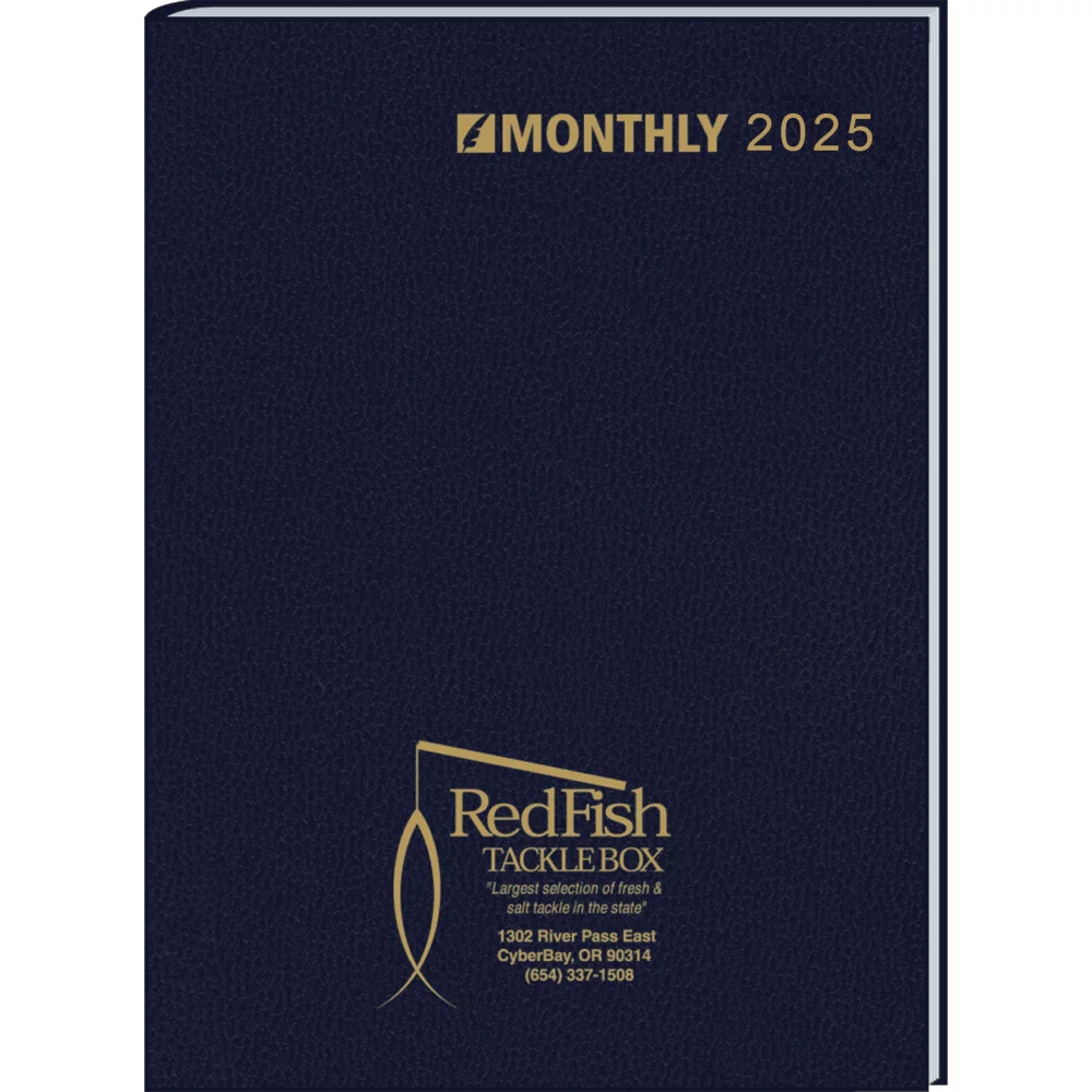 Ruled Monthly Format Stitched To Cover Desk Planner : 32 Page Planner 2025