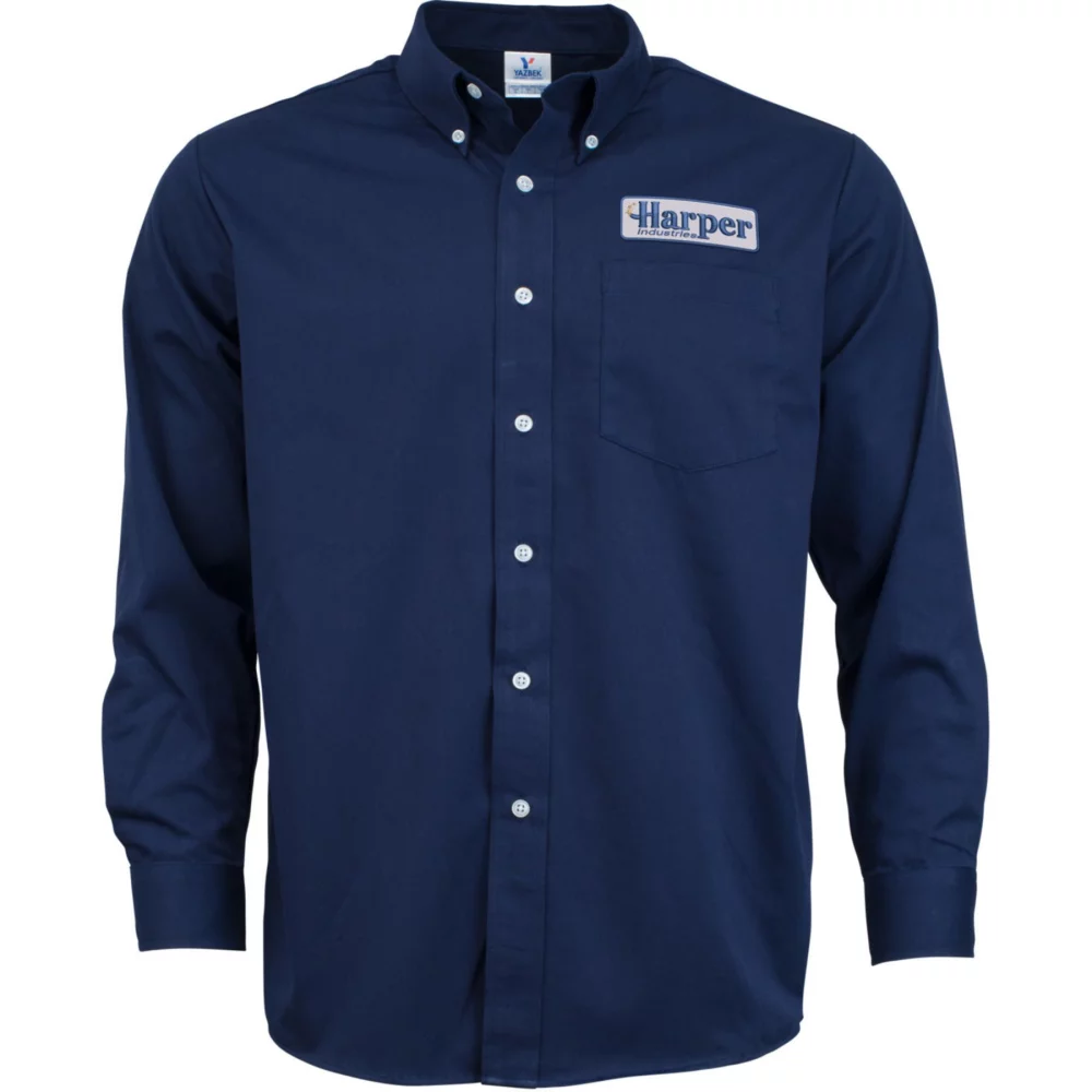 Embroidered Mens Long Sleeve Twill Dress Shirt