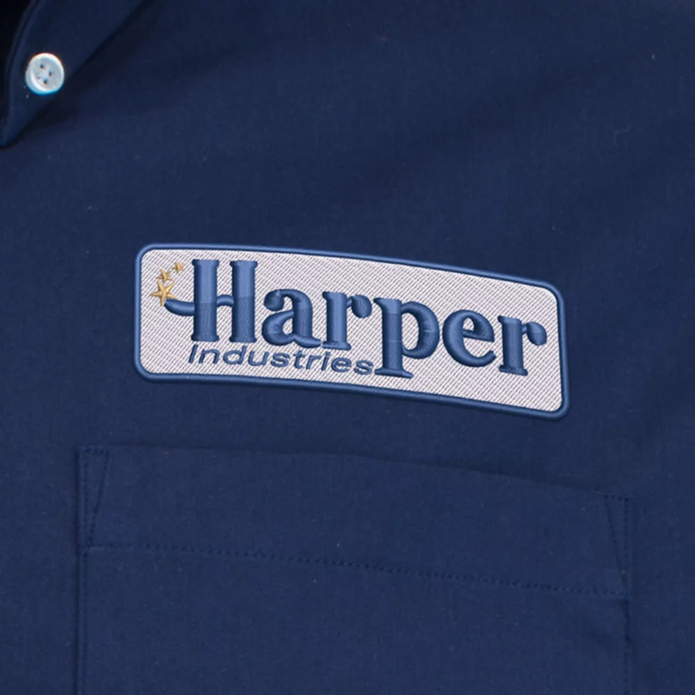 Chemise habillée en twill à manches longues pour hommes brodée