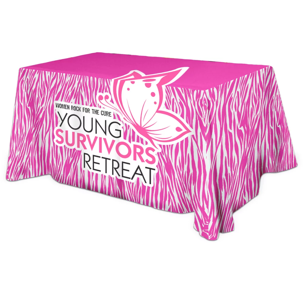 All Over Full Color Dye Sub Table Cover - flat poly 4-sided, fits 6' table