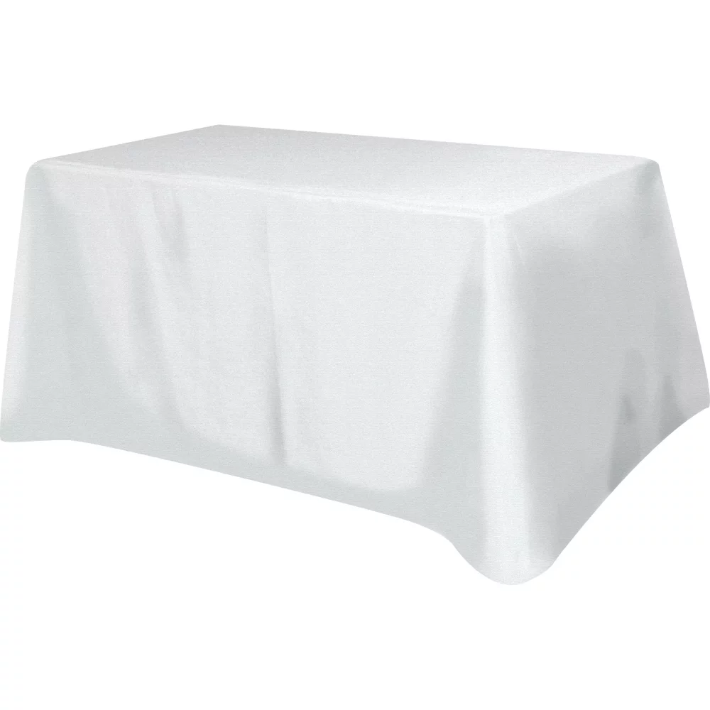 Polyester suprême, nappe intégrale en couleur sur toute la surface, plate à 4 côtés, 6 pieds