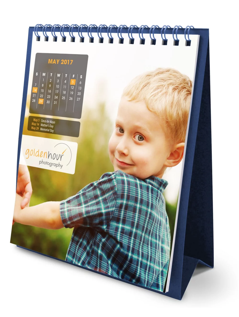 Calendrier à spirale avec photos personnalisées (format vertical)