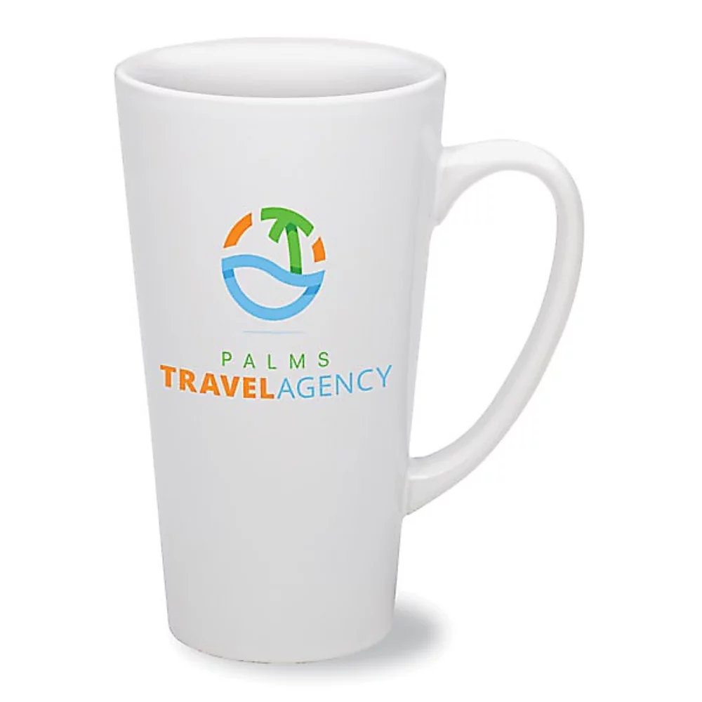 Mug de café blanc grand format 16 oz en couleur pleine.