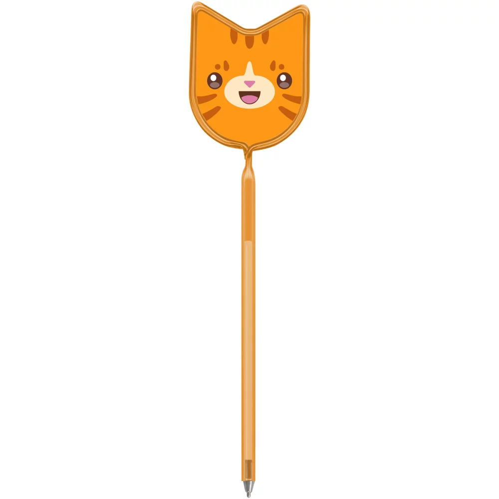 Stylos publicitaires Inkbend Standard avec insert en stock de tête de chat orange.