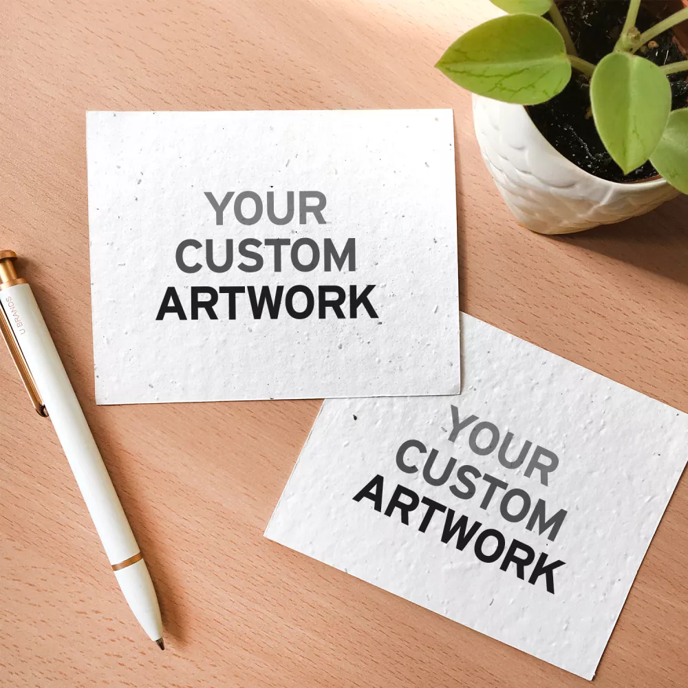 Petite carte en papier ensemencé, recto-verso